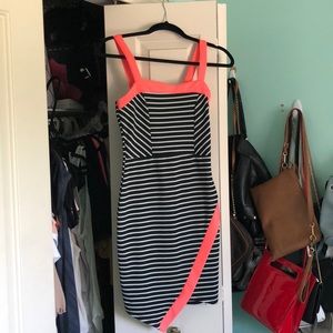 Striped dress with orange detailing